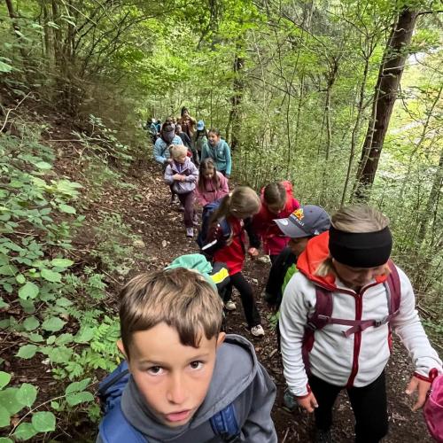 Kinder beim Wandertag zum Tramser Weiher