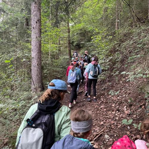 Kinder beim Wandertag zum Tramser Weiher
