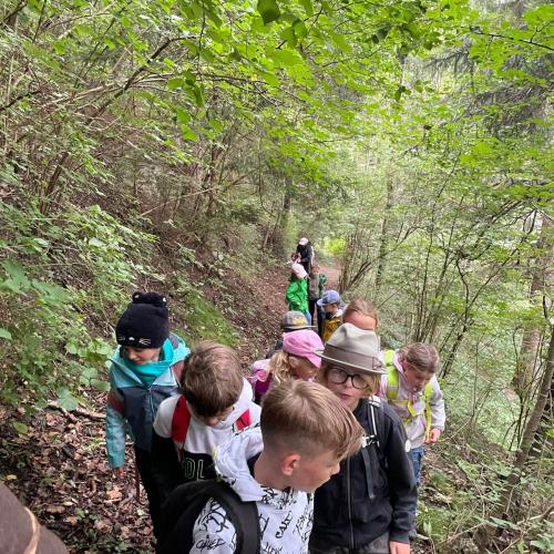 Kinder beim Wandertag zum Tramser Weiher