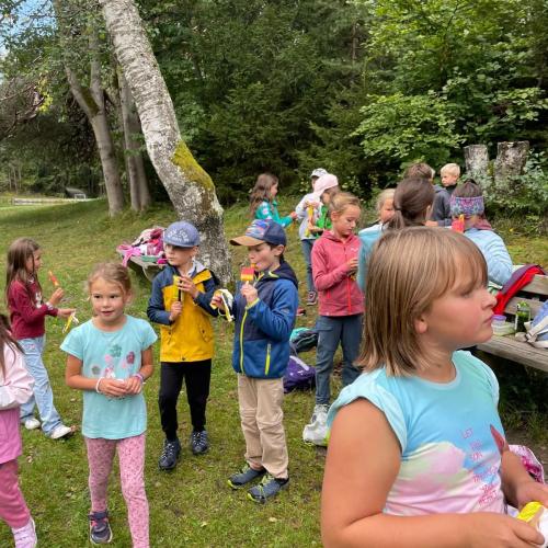 Kinder beim Wandertag zum Tramser Weiher